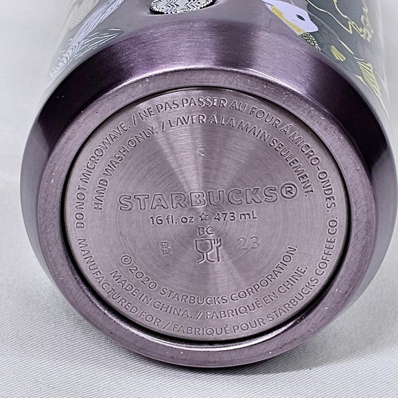 Starbucks Floral Stainless Steel Tumbler 16oz Travel Mug Purple Green 2020 - Picture 6 of 10